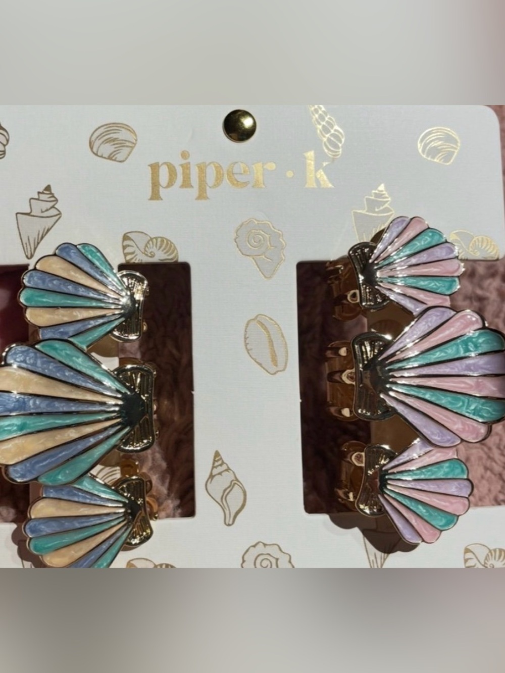 Piper K Pastel Shell Hair Claw Set - Multicolor